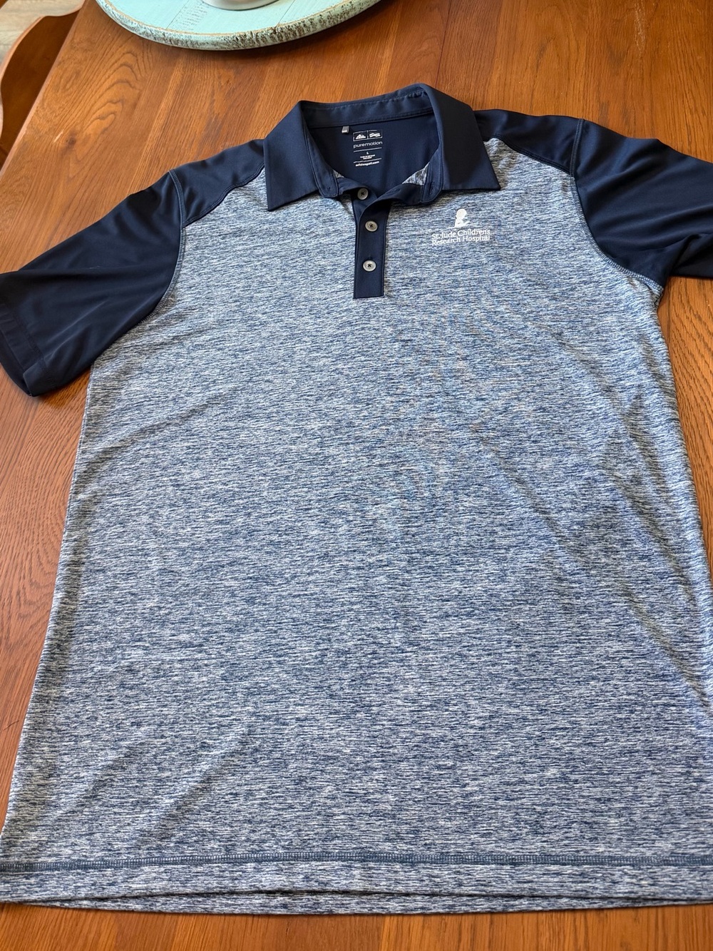 adidas St. Jude Large Men's Polo - Heather Blue with Navy